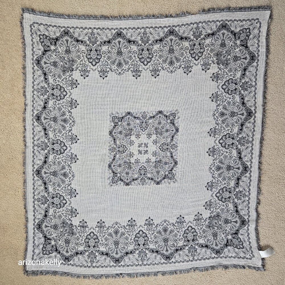 NWOT Wilfred Large Square Scarf Classic Bandana Design Woven - Picture 3 of 11